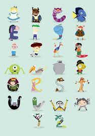 The disney alphabet from a to z. Disney Characters Abc By Mj Da Luz