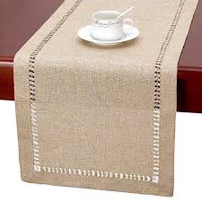 Handmade Hemstitch Beige Table Runner Or Dresser Scarf Rectangular 14 By 54 Inch In 2020 Rustic Table Runners Table Runners Linen Table Runner