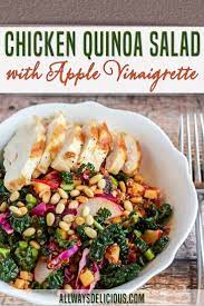 Chicken Quinoa Salad With Apple Vinaigrette Recipe Chicken Quinoa Salad Yummy Salad Recipes Quinoa Salad Recipes