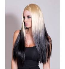Ombre Black And Blonde Wig Golden Blonde And Black Ombre Wig Dip Dye Wigs Reverse Ombre Hair Straight Hairstyles Long Thin Hair