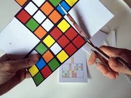 Set line certificate template, rubik cube, certificate template and exam sheet with clock. Craft