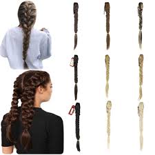 Loosely rope braid the remaining hair and secure each braid with an elastic. Amazon Com Womens Long Straight Fishtail Braids Ponytail Clip In Rope Hair Braid Wigs Hair Extension Beauty