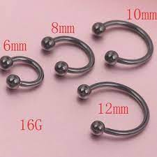 Black Horseshoe Bar Lip Nose Septum Tragus Ear Ring Various Sizes With Cones Balls Body Jewelry Body Jewelry Piercing Septum Piercing Jewelry Septum Piercing