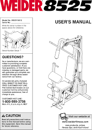 Weider 8525 System Wesy1951 Users Manual