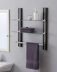 organize it all wall mount 2 tier bathroom glass shelf with towel bar amazon ca home kitchen small storage cabinets