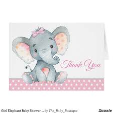 20 blue elephant baby shower thank you cards w/envelopes. Girl Elephant Baby Shower Thank You Cards Zazzle Com Invito Baby Shower Feste Baby Shower Battesimo