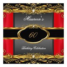 Black And Gold 60th Birthday Invitations Elegant Red Black Gold 60th Birthday Party Invitation Zazzle Com 60th Birthday Party Invitations 60th Birthday Party Birthday Party Invitations