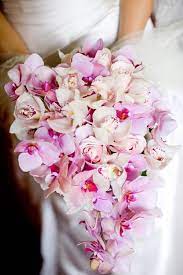 Green Cymbidium Orchid Cascade Bouquet Beautiful Wedding Bouquet With Light And Dark Pin Orchid Bouquet Wedding Pink Wedding Decorations White Orchid Bouquet