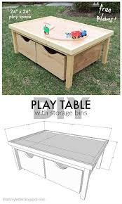 A Diy Tutorial To Build A Kids Play Table With Storage Bins Including Free Plans Diy Kids Furniture Kids Play Table Woodworking Projects For Kids