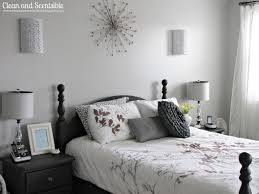Colorful bedding white accessories and dark furniture choices are stylish counterparts to this bedroom s gray walls. Master Bedroom Makeover Clean And Scentsible