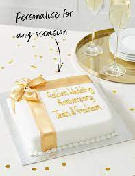 Best 25th marriage anniversary cakes for celebration. Personalised Celebration Sponge Cake With Gold Ribbon Serves 30 M S