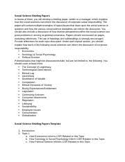 It can be easily adapted to a wide range of projects. Ba 3108 Social Science Briefing Paper Template Docx Social Science Briefing Papers Template 1 Introduction 2 Topic 1 A How Economics Informs Csr Course Hero