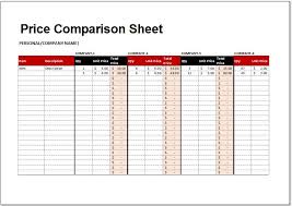 Price Comparison Sheet Template For Excel Word Excel