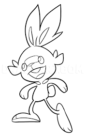 Next, draw the inner part of scorbunny's ears. How To Draw Scorbunny Pokemon Sword And Shield Coloring Page Trace Drawing Coloring Home