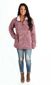 dylan frosty tipped sherpa pullover for women in wine