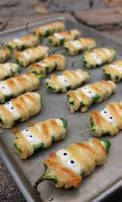 Halloween Party Food Omg These Halloweeno Jalapeno Popper Mummies Are The Cutest Halloween Party Sna Halloween Party Appetizers Halloween Food For Party Food