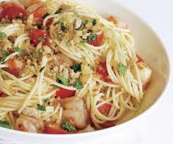 Spaghetti With Spicy Shrimp Cherry Tomatoes Herbed Breadcrumbs Recipe Finecooking Recipe Pasta Dishes Chard Recipes Spicy Shrimp
