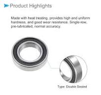 CoCud Deep Groove Ball Bearings, 6801-2RS Model 12mm ID 21mm ...