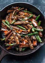 Stir Fried Eggplant And Green Beans Vegan Green Beans Vegan Eggplant Dishes Green Beans