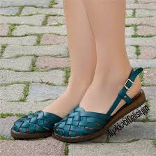 Mulal Petrol Yesil Gercek Deri Sandalet Sandalet Moda Ayakkabilar Bayan Ayakkabi