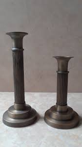 Pair 10 candle holders leaf acorn metal rustic taper candle holder. Vintage Brass Ribbed Candle Holders Made In India 2 Metal Etsy Candle Holders Tall Candle Holders Small Candle Holders