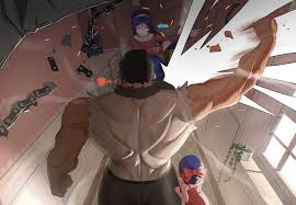 jinrou mangfu, crazy mita (miside), mita (miside), player character  (miside), tiny mita (miside), miside, absurdres, chinese commentary,  commentary request, highres, 1boy, 2girls, broken, chainsaw, child, dress,  from behind, indoors, long hair, looking