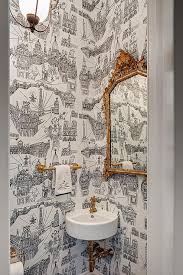 corner powder room sink with gold