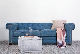 Otb Denim Tufted Sofa Signature Home Furnishing Accessories Home Decor Denim Furniture