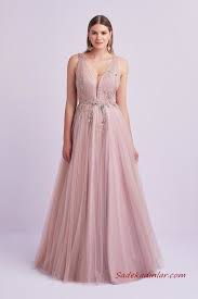 2020 Oleg Cassini Abiye Modelleri Pembe Uzun Askili Tul Etekli Cicek Islemeli The Dress Balo Elbiseleri Elbise Dugun