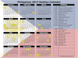 Philippines 2017 Holiday Calendar Holiday Calendar School Holiday Calendar Holiday Calendar Printable