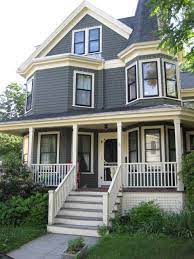 Burlap is a popular fabric for the farmhouse window. Polka Dot Midi Dress Victorian Homes Exterior Victorian House Colors Exterior House Colors