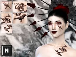 Cross stitch, needlepoint, petit point, embroidery; The Sims Resource Netsims Venom Tattoo Set