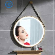 Shop the top 25 most popular 1 at the best prices! Led Lighted Round Wall Mount Or Hanging Mirror Bathroom Vanity Mirror Gold Frame Premium Quality Bathroom Furniture Solution