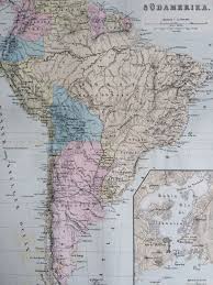 1880 South America Original Antique Map With Inset Map Of Rio Etsy Antique Map Cartography South America Map