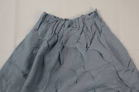 COS X Usha Doshi Women's 6 Diagonal Ruffle Skirt A-Line Icy Blue Linen  Blend