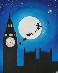 Image Result For Peter Pan Flying Big Ben Peter Pan Painting Disney Canvas Art Disney Art