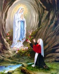 La virgen santísima confirma el dogma de la aldea de lourdes está situada a la entrada de varias gargantas de montañas; Nuestra Senora De Lourdes Con Santa Bernardita Lady Of Lourdes Our Lady Of Lourdes Blessed Mother Mary