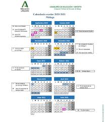 Del 6 de agosto al 11 de septiembre. Calendario Escolar Curso 2020 2021 Educando En Malaga