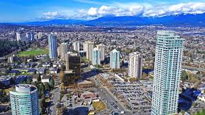 Burnaby skyline and urban roads