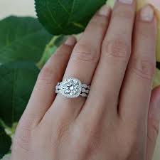 2 25 Ctw Art Deco Halo 3 Band Set Bijoux