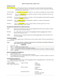 Writing Behavioral Objectives
