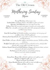 In time, it became customary for young people who were working as servants in large houses, to be given a … Mothering Sunday Menu The Old Crown Messing