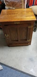 Used Normal Wear Made In The U S A St Louis Mo Authentic White Clad Furniture Ice Box Replica With Real Brass Hardware Solid Oak Solid Oak Ice Box Decor