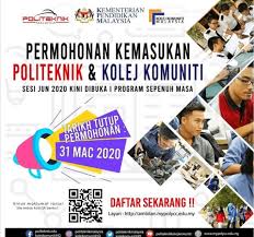 Permohonan kemasukan ke kolej komuniti bagi pengambilan sesi jun dibuka dari bulan 23 februari hingga 31 mac 2020 melalui upuonline. Permohonan Kolej Komuniti 2021 Online Sesi Jun Disember