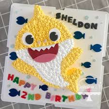 2nd Birthday Baby Shark Cake Yellow Baby Shark Cake Shark Themed Birthday Party Shark Theme Birthday 2nd Birthday Party Themes