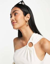 & Other Stories one shoulder knit top with ring detail in white