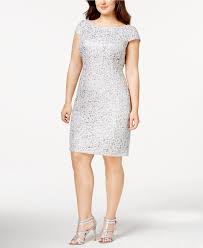 Adrianna Papell Plus Size Sequined Lace Shift Dress Dresses Women Macy S Cocktail Dress Lace Lace Shift Dress Plus Size Cocktail Dresses