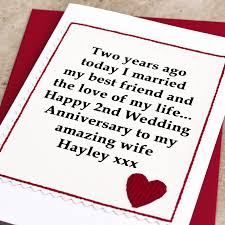 Wedding gift ideas for couples who have everything. Personalised 2nd Wedding Anniversary Card By Jenny Arnott Cards Gifts Notonthehighstreet Com