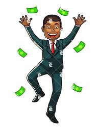 Happy Black Business Man With Dollars Cartoon Vector Clipart Friendlystock Business Man Happy Black Black Business