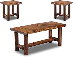 Want your end table to look a tad more rustic? Amazon Com Rustic Log Coffee And End Table Set Pine And Cedar Honey Pine Furniture Decor